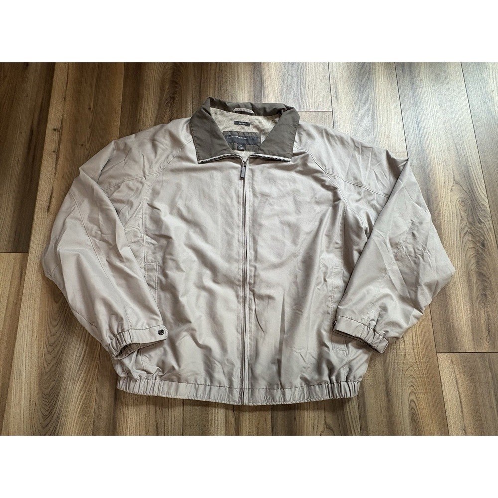 Perry Ellis Portfolio Men's Sz Large Light Gray Fall Bomber Jacket Coat Mesh
